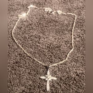 Sterling And Diamond Cross Necklace